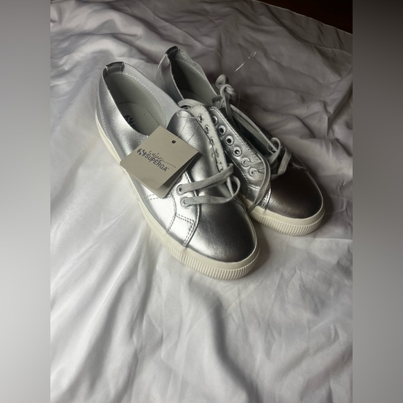 Superga Shoes - Superga Women's Metallic Silver Sneakers